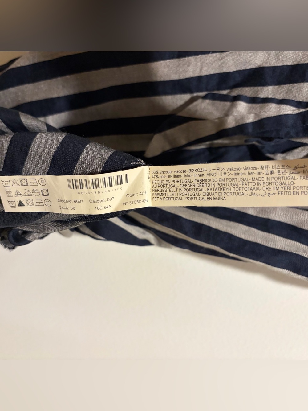 Massimo Dutti Linen Blend Vertical Stripes Blue & Silver Sleeveless Maxi Dress 4 - Picture 4 of 7